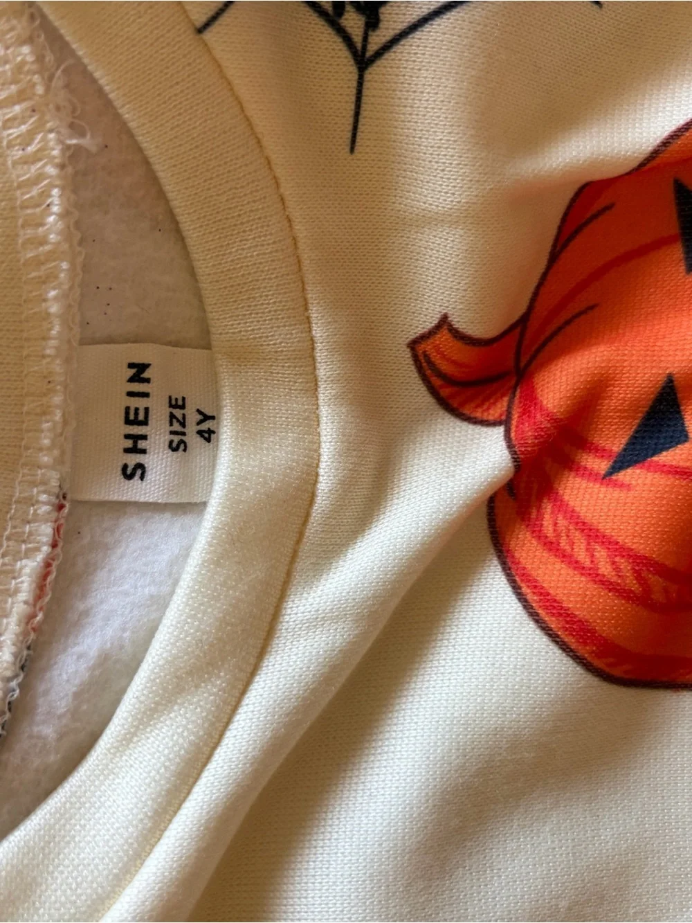SHEIN Cream Halloween Pumpkin & Spiderweb Sweatshirt